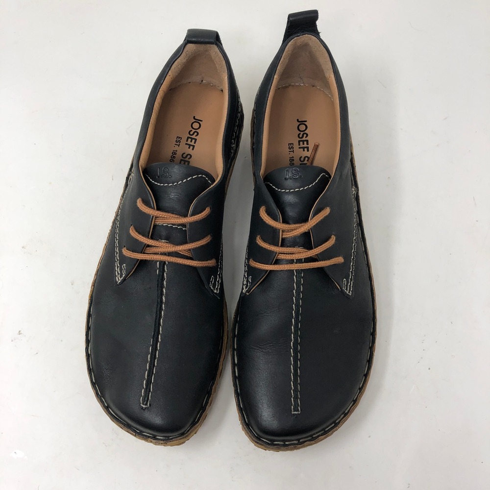 Josef Seibel Womens 39 Oxford Rosalie 50 Black Leather Stitch Lace Up Comfort - Picture 3 of 9